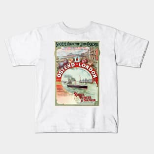 Ostend - London Belgium Vintage Poster 1900 Kids T-Shirt